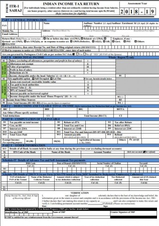 ITR forms for assessment year 2018-19 ITR