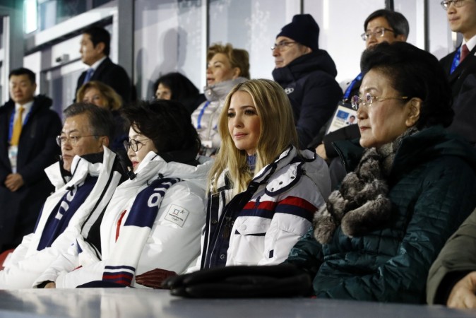 Ivanka Trump, second from right, daughter of U.S. President Donald Trump, South Korean President Moon Jae-in, from left, first lady Kim Jung-sook and Chinese Vice Premier Liu Yandong attend the closing ceremony of the 2018 Winter Olympics at PyeongChang Olympic Stadium Ivanka Trump