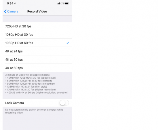 Apple iPhone X comes with several video resolution recording options in Apple, iPhone X, camera, video recording, review