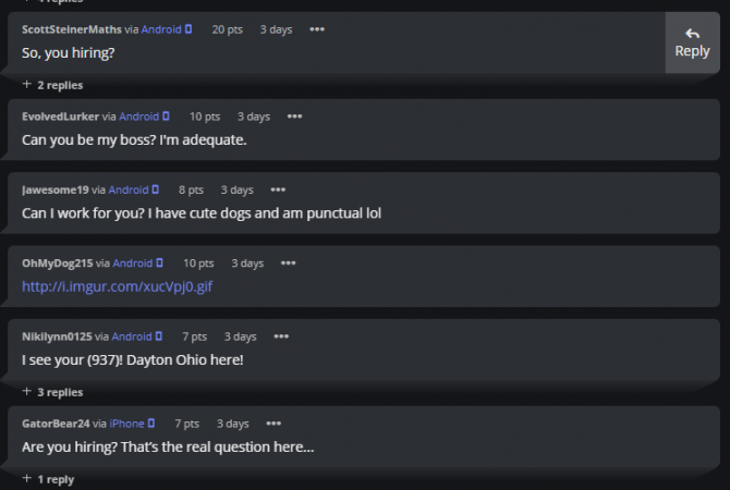 Imgur users were awed by Jenn's boss' response. reaction