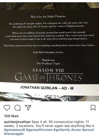 Screenshot of the Thank you note shared by Jonathan Quinlan on Instagram Thank you note shared by Jonathan Quinlan on Instagram