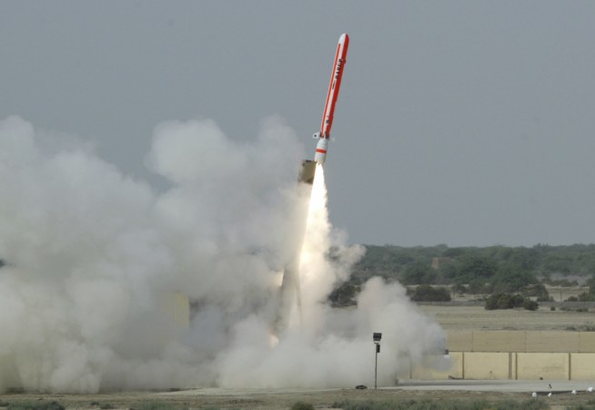 An earlier version of Pakistan's Babur cruise missile in a test flight from an undisclosed location Babur missile