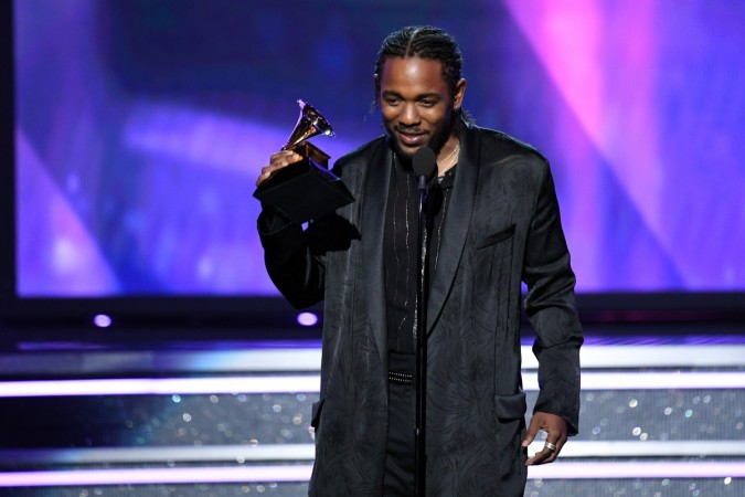 Recording artist Kendrick Lamar accepts Best Rap Album for 'DAMN.' onstage during the 60th Annual GRAMMY Awards at Madison Square Garden on January 28, 2018 in New York City Kendrick Lamar