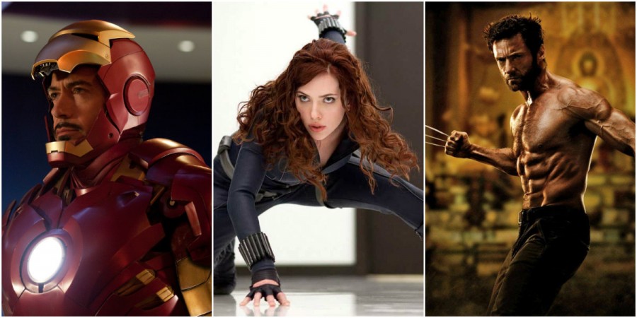 Iron Man (L), Black Widow, Wolverine Iron Man, Black Widow, Wolverine