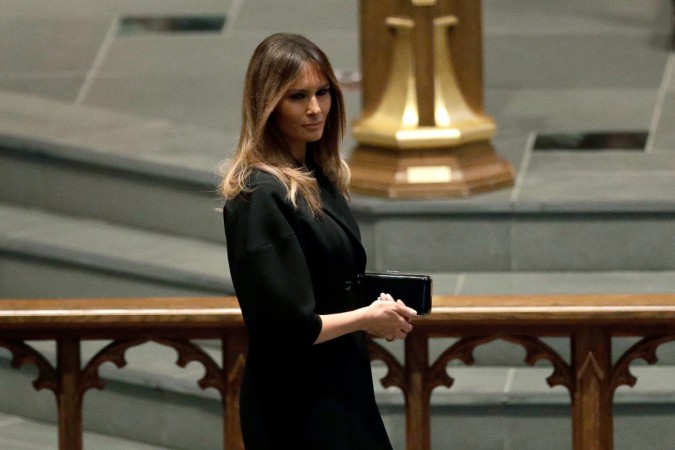 Melania was seated with Barack Obama at the funeral service for former first lady Barbara Bush on April 21, 2018 in Houston, Texas. Bush, wife of former president George H. W. Bush and mother of former president George W. Bush, died at her home in Houston on April 17 at the age of 92. Melania Trump