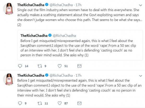 Richa Chadha defends Saroj Khan Richa Chadha