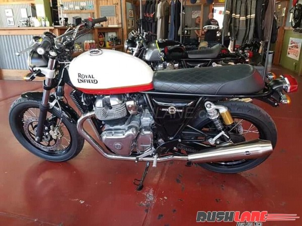 Royal Enfield Interceptor 650 with white and red colored dual-tone fuel tank Royal Enfield Interceptor 650