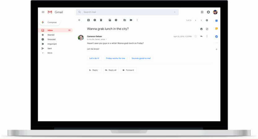 Gmail Smart reply feature New Gmail