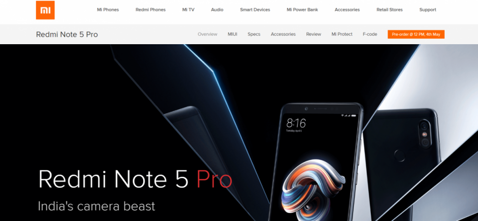 Xiaomi Redmi Note 5 Pro pre-order service will go live on May 4, 2018. Xiaomi, Redmi Note 5 Pro, India, pre-order, price