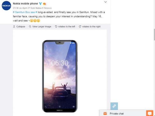 HMD Global Oy's new Nokia X will feature a notch on top of the display similar to Apple iPhone X. Nokia X, Weibo, teaser, May, launch,date