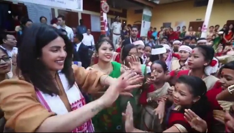 Priyanka Chopra tries her hands on Bihu dance, which is the state's native folk dance and is performed by both men and women. Priyanka Chopra