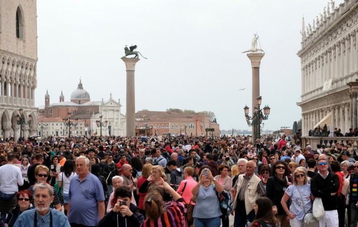 Tourists are seen at St. Mark's square in Venice, Italy, April 15, 2018 St. Mark's square in Venice