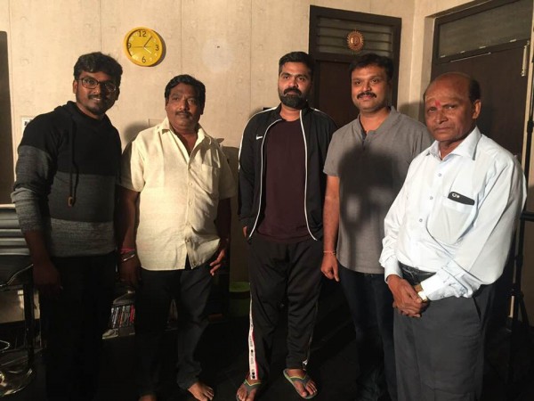 Simbu with Sridhar V Sambhram and Iruvudellava Bittu team. Simbu with Sridhar V Sambhram and Iruvudellava Bittu team
