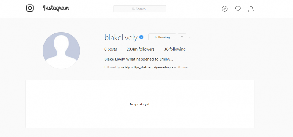 A screenshot of Blake Lively's Instagram account. Blake Lively Instagram