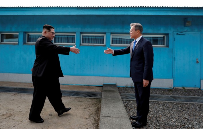 Kim Jong-un and Moon Jae-in at the historic Inter-Korean summit. kim jong un