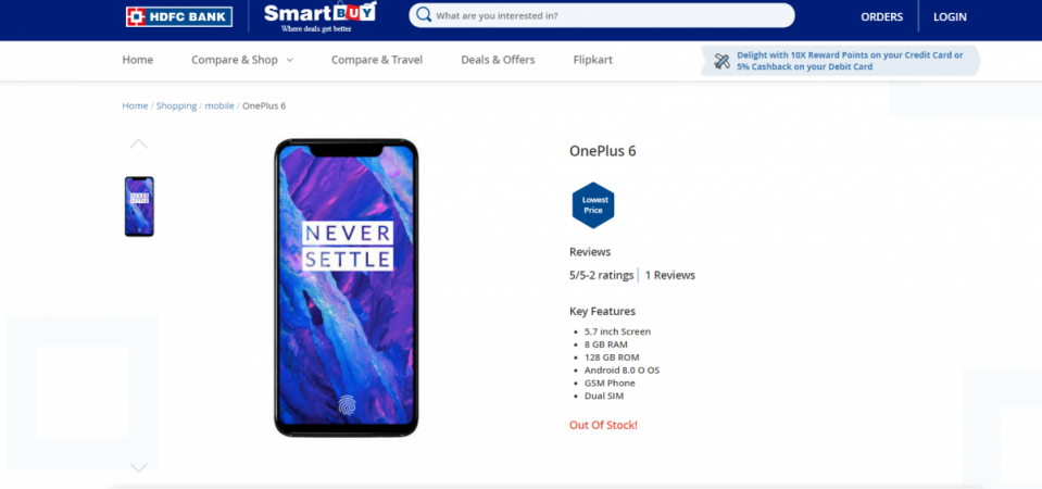 OnePlus 6 is coming with Apple iPhone X-like notch on top of the display. OnePlus 6, HDFC, Smartbuy, offer