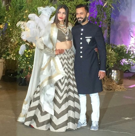 Sonam Kapoor and Anand Ahuja arrive at their reception in The Leela Sonam Kapoor, Anand Ahuja
