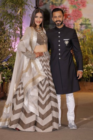 Sonam Kapoor, husband Anand Ahuja at their reception at The Leela in Mumbai Sonam Kapoor, husband Anand Ahuja