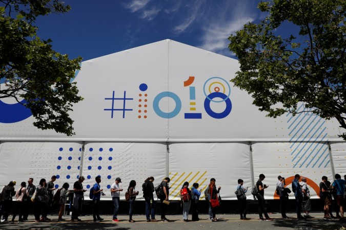 Attendees wait in line to attend a session during the annual Google I/O developers conference in Mountain View, California, May 8, 2018. Google I/O 2018