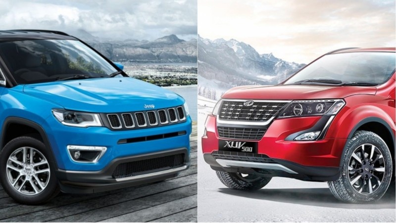 Jeep Compass (blue), 2018 Mahindra XUV500 (red) 2018 Mahindra XUV500 vs Jeep Compass