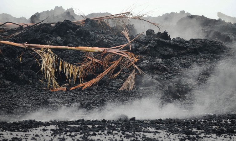 Lava cools in Leilani Estates in the aftermath of the Kilauea volcano eruption on Hawaii's Big Island on May 10, 2018 in Pahoa, Hawaii. Volcano