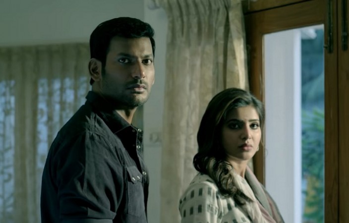 Vishal and Samantha in Irumbu Thirai. Vishal and Samantha in Irumbu Thirai