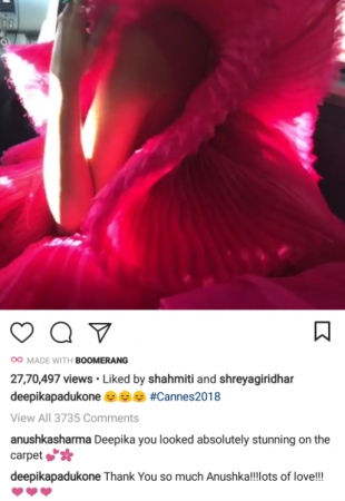 Anushka Sharma compliments Deepika Padukone on her Cannes 2018 outfit. Deepika Padukone, Ranveer Singh, Anushka Sharma, Cannes 2018
