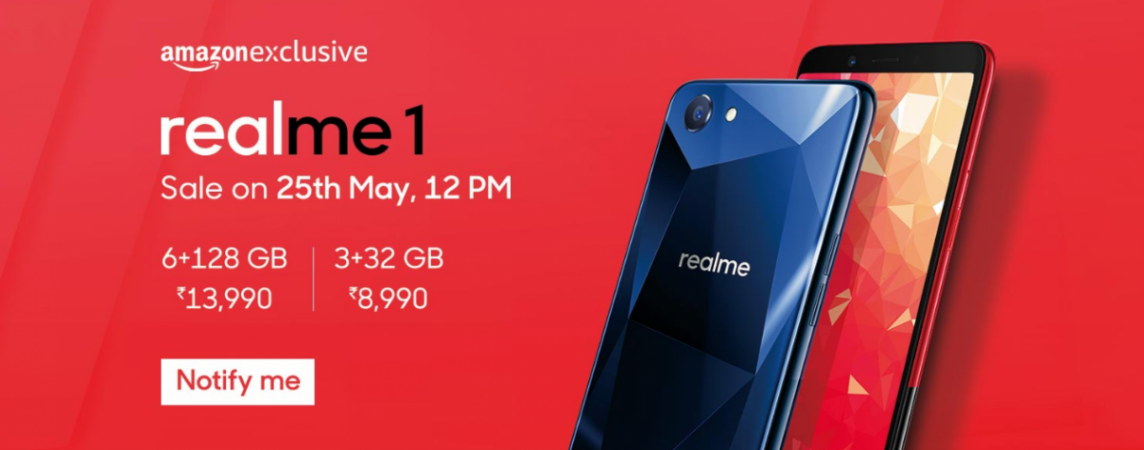 Realme 1 will be available exclusively on Amazon India from May 25 onward. Oppo, Realme 1, Amazon, India, price