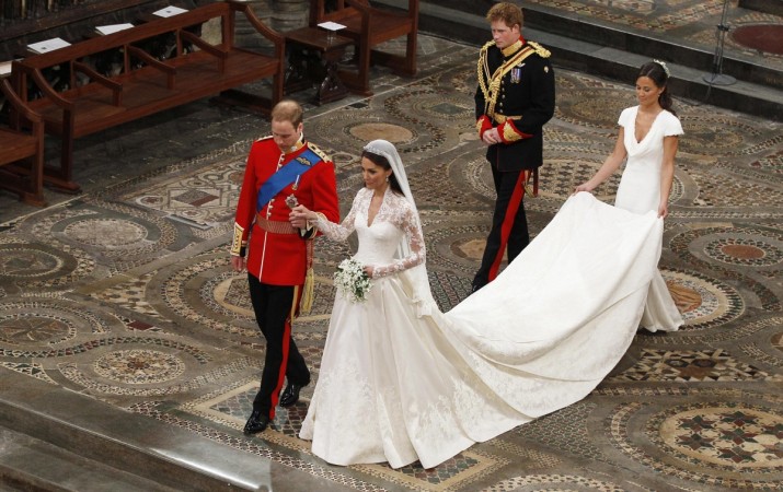 Prince William takes the hand of his bride Catherine Middleton, now to be known as Catherine, Duchess of Cambridge, followed by Prince Harry and Pippa Middleton as they walk down the aisle inside Westminster Abbey on April 29, 2011 in London, England. Prince William Kate Middleton wedding, Prince Harry, Meghan Markle