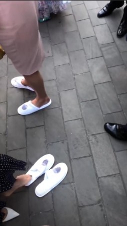 Troian Bellisario shares the sneak peek of the slippers, which were provided at the royal wedding Troian Bellisario shares the sneak peek of the slippers, which were provided at the royal wedding