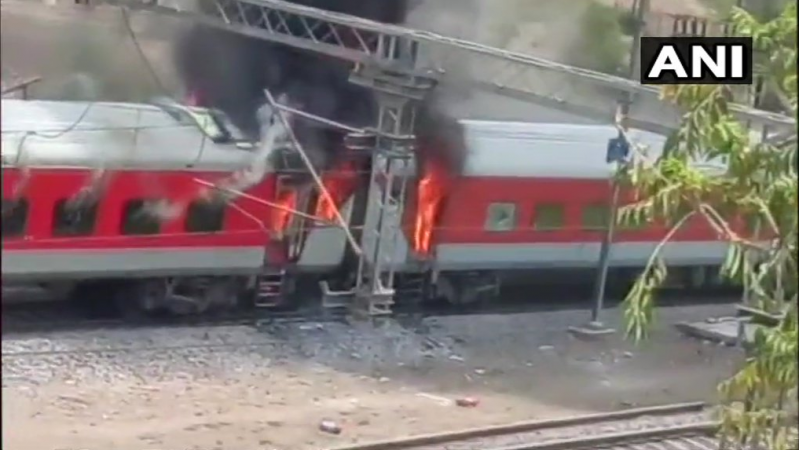 Fire on Rajdhani Express, no casualties Fire on Rajdhani Express