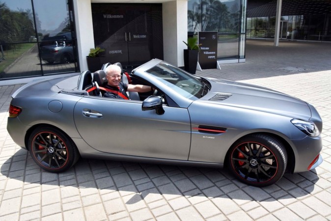 Roland Folger, MD & CEO, Mercedes-Benz India with the SLC 43 'RedArt' edition Mercedes-AMG SLC 43 'RedArt' edition