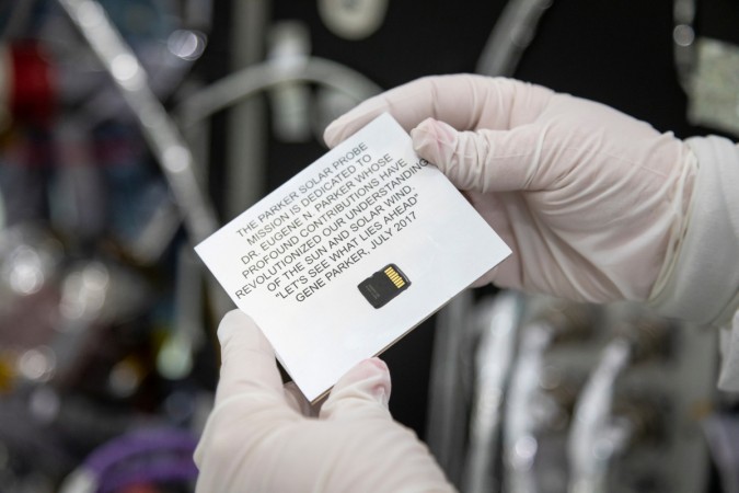 In addition to a chip containing submitted names, the plaque installed on the Parker Solar Probe spacecraft also contains a dedication to and quote from Eugene Parker, the mission's namesake Parker Solar Probe