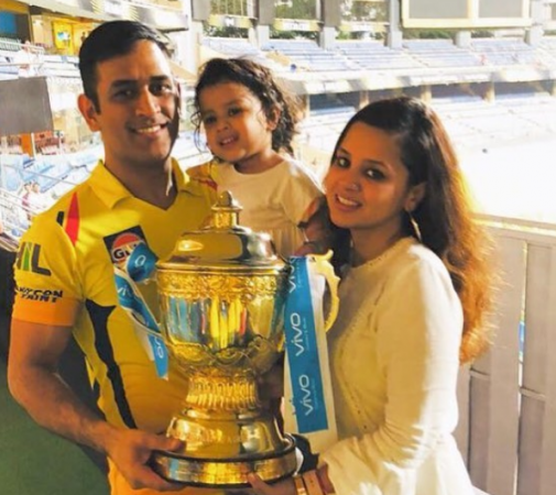 MS Dhoni with Ziva, Sakshi and the IPL trophy after Chennai Super Kings won the Indian Premier League finals for the third time in the history of the tournament. MS Dhoni with Ziva