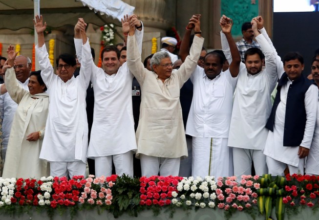 Senior leaders and rivals of the BJP were seen together in a massive show of strength in support of the Congress-JD(S) coalition during HD Kumaraswamy's swearing-in ceremony on May 23, 2018. HD kumaraswamy