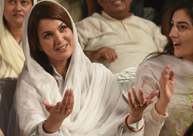 Reham Khan, former wife of Pakistan Tehreek-i-Insaf (PTI) leader Imran Khan, is pictured during his campaign meeting ahead of the by-election in Lahore on October 4, 2015. Reham Khan