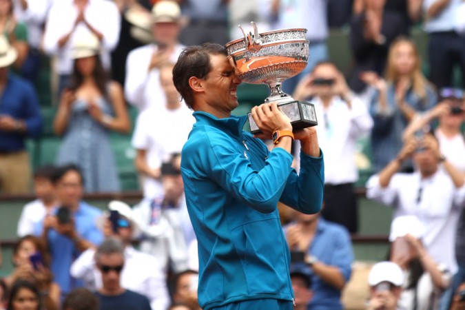 Rafael Nadal celebrates after winning the French Open 2018 title on Sunday. Rafael Nadal