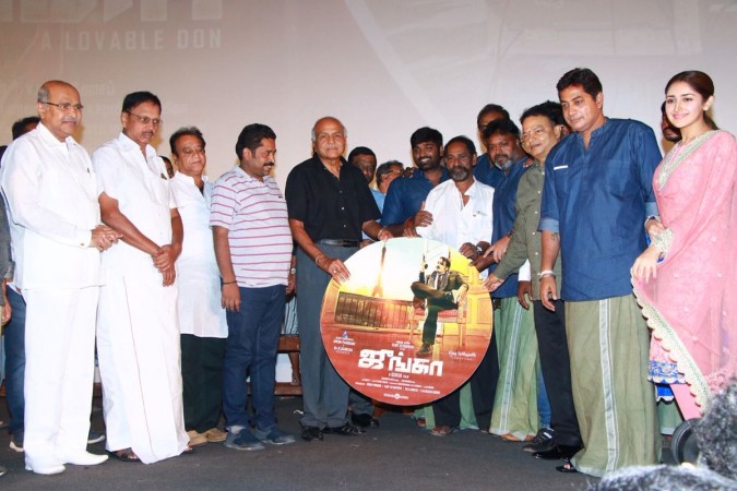 Here is a picture from the audio launch function of Vijay Sethupathi-starrer Junga. Junga Audio Launch