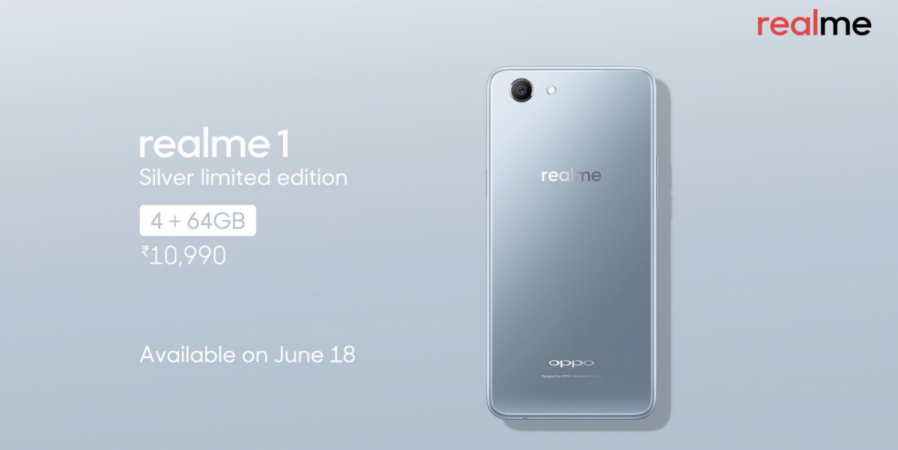 Oppo Realme 1 Silver edition set to go on sale in India next week Oppo, realme 1, MediaTek Helio P60, silver, limited edition