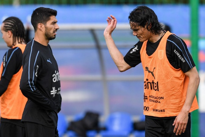 Edinson Cavani and Luis Suarez. Edinson Cavani and Luis Suarez