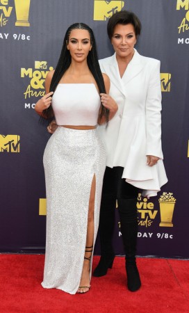 US TV personality Kim Kardashian (L) and her mother Kris Jenner attend the 2018 MTV Movie & TV awards, at the Barker Hangar in Santa Monica on June 16, 2018. Kim Kardashian and Kris Jenner