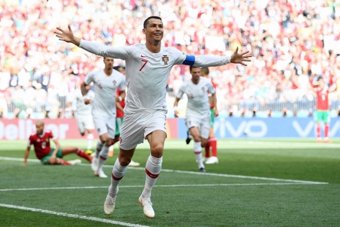 Cristiano Ronaldo celebrates after scoring his fourth goal of the Fifa World Cup 2018 Cristiano Ronaldo Portugal