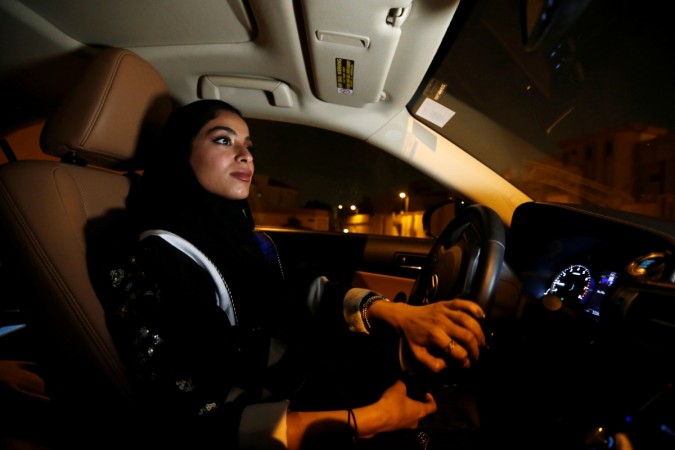 Majdooleen, who is among the first Saudi women allowed to drive in Saudi Arabia drives her car in her neighborhood in Riyadh, Saudi Arabia June 24, 2018. Saudi Arabia women driving