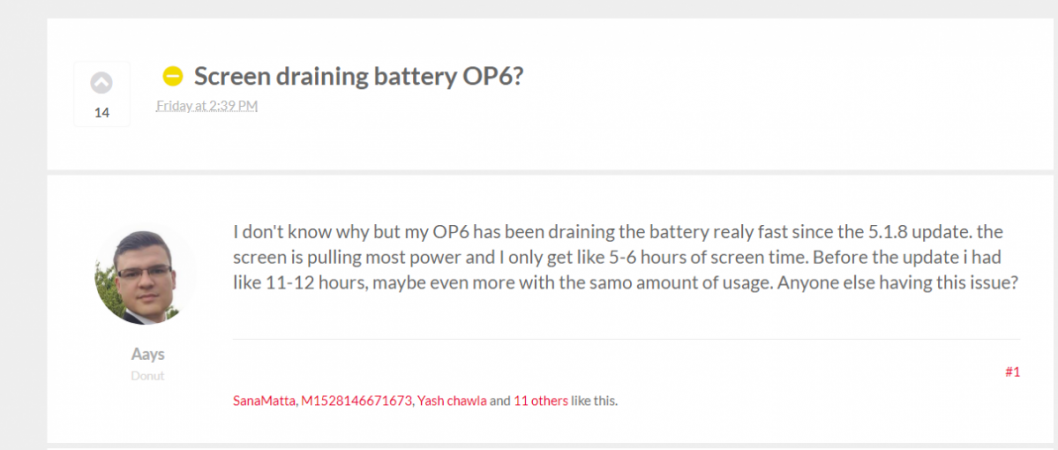 Several OnePlus 6 owners complaining that their device's battery is unusually draining faster after updating to OxygenOS 5.1.8 update OnePlus 6, OxygenOS 5.1.8, update, battery, draining