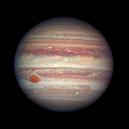 This photo of Jupiter, taken by NASA's Hubble Space Telescope, was snapped when the planet was comparatively close to Earth, at a distance of 415 million miles Jupiter