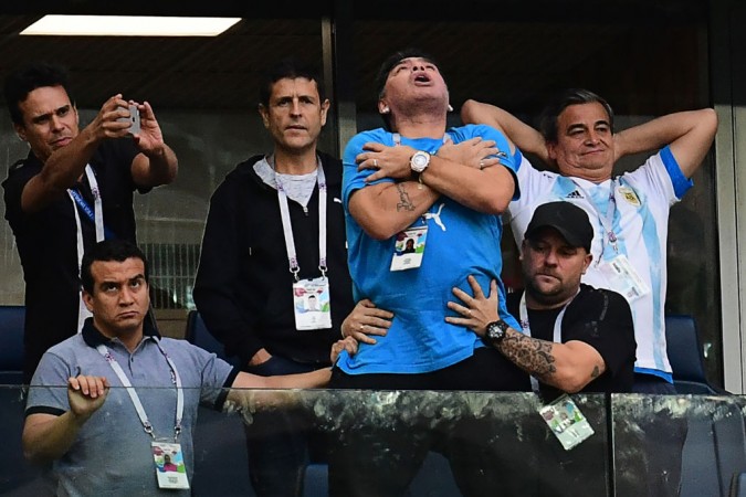 Diego Maradona celebrated Lionel Messi's goal like a possessed man at the 2018 World Cup Diego Maradona