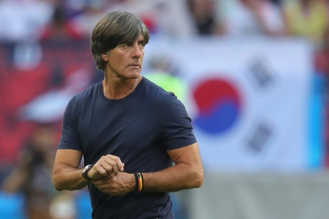 Joachim Low reacts during Germany's defeat to South Korea, a loss which knocked the defending champions out of the Fifa World Cup 2018 Joachim Low Germany