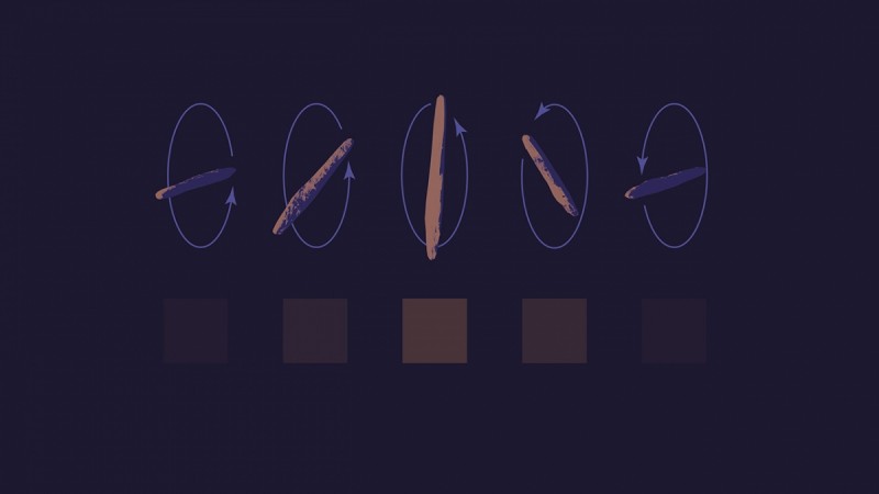 'Oumuamua was too small to appear as anything more than a point of light, even in the largest telescopes. But we know that it must be a highly elongated object because it varied dramatically in brightness over every 7-to-8-hour period. It appeared brightest when its full length faced the Earth (middle image), but dimmed dramatically when it was pointed towards the Earth (left and right images). The brightness variations (represented as squares on bottom row) repeated over and over as the object tumbled through space Oumuamua