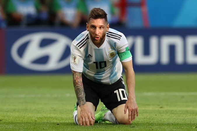 Lionel Messi reacts during Argentina's defeat to France in the last 16 of the Fifa World Cup 2018 Lionel Messi Argentina