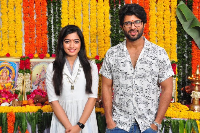 Vijay Deverakonda and Rashmika Mandanna at Dear Comrade launch Vijay Deverakonda and Rashmika Mandanna at Dear Comrade launch